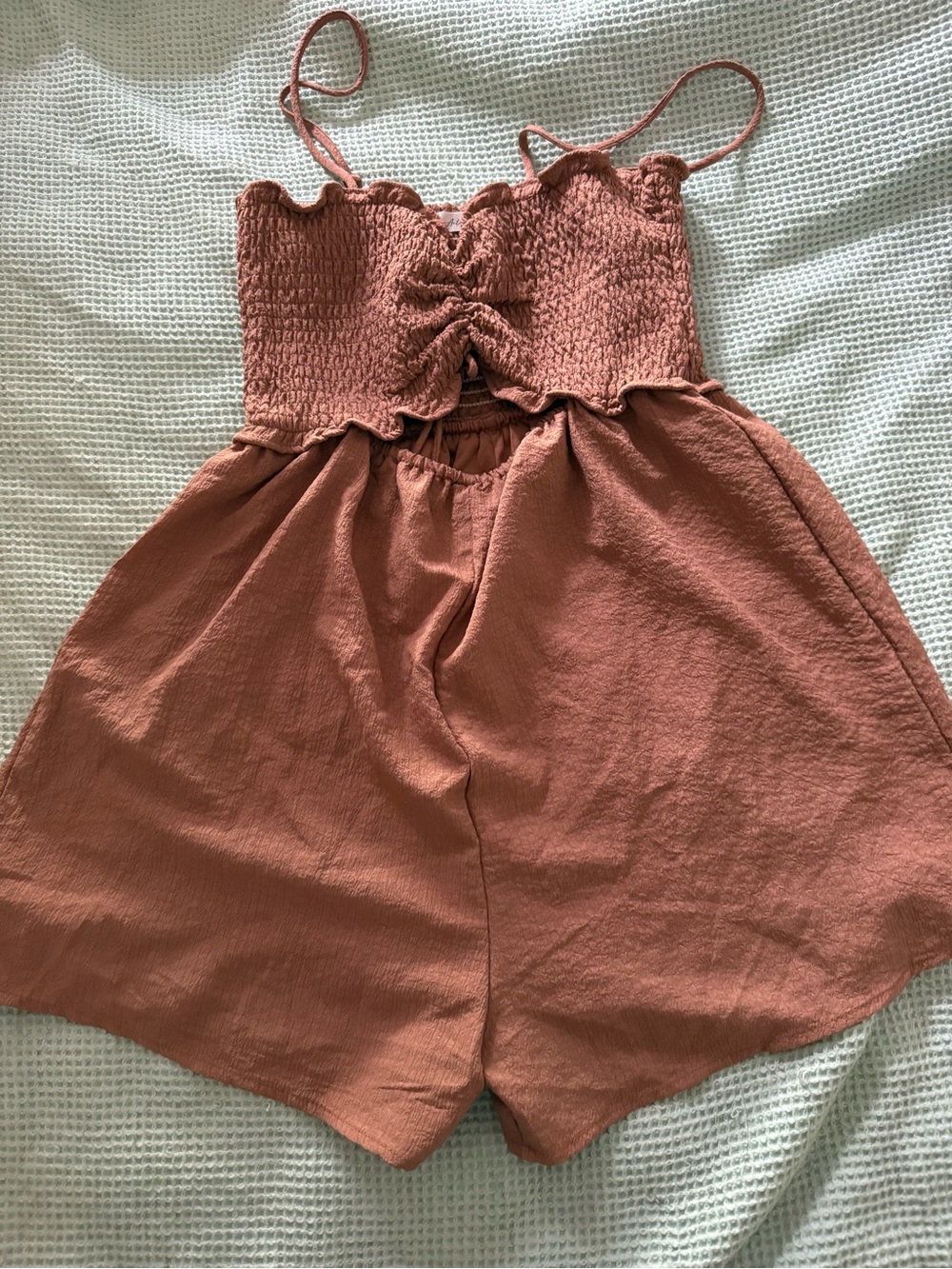 Smocked Rust Sleeveless Romper